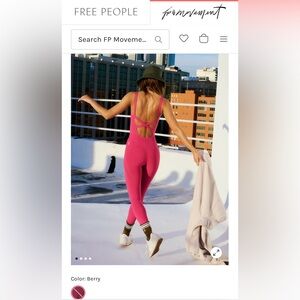 NWOT Free People Movement Good Karma Onesie in Sold-out Berry